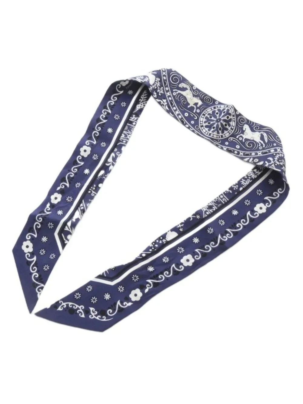 ★SOLD★ Hermes Twill Scarf Peuple du Vent People of the Wind Silk Navy - Picture 2 of 9